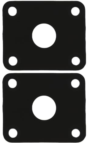 Black Abs Rectangular Electric Guitar Jack Plate Covers 2pcs | Adjustable Outer Spacer, Waterproof Design, Easy Installation for Electric Guitar Output Socket