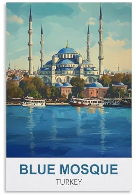 EZMLFA Peinture par numéros pour adultes, Mosquée bleue Turquie, peinture facile par numéros pour débutants, peinture acrylique aquarelle par numéros pour enfants, cadeau décoratif 20 x 30 cm