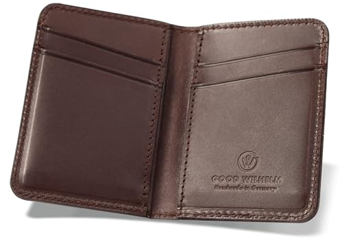 GOOD WILHELM Leder Geldbörse, Bi-Fold Portemonnaie aus Vachetta Leder, Handgefertigt in Deutschland, RFID-Schutz (Chocolate)