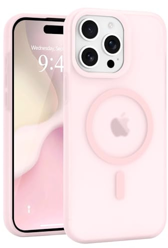 Micoden Coque Magnétique pour iPhone 15 Pro Max Translucide Dos Mat Rose | Coque de protection hybride PC + TPU silicone fine et douce, antichoc anti-rayures,compatible avec MagSafe et charge sans fil
