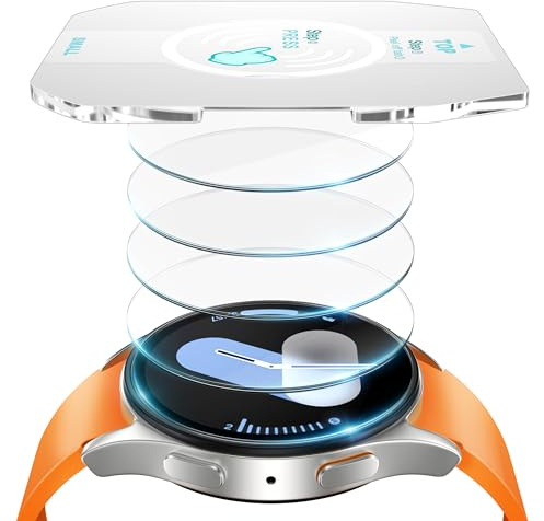 Misxi 5 Stück Schutzfolie für 44mm Samsung Galaxy Watch 7/6 | 9H HD Gehärtete Glas-Displayschutzfolien mit Auto-Ausrichtungs-Tool, Kratzfest, Ultra-Dünn, Blasenfrei und Anti-fingerprint