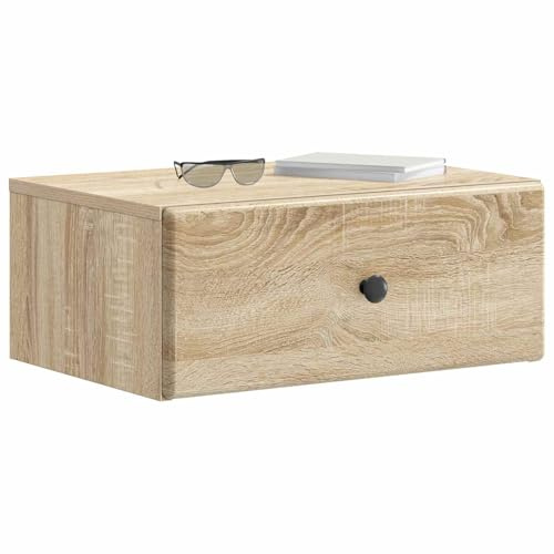 vidaXL Wandmontierter Nachttisch Sonoma-Eiche 49 x 34,5 x 20 cm, Moderne Schlafzimmermöbel, rechteckiger Nachttisch mit viel Stauraum, kompakter Tisch für kleine Räume