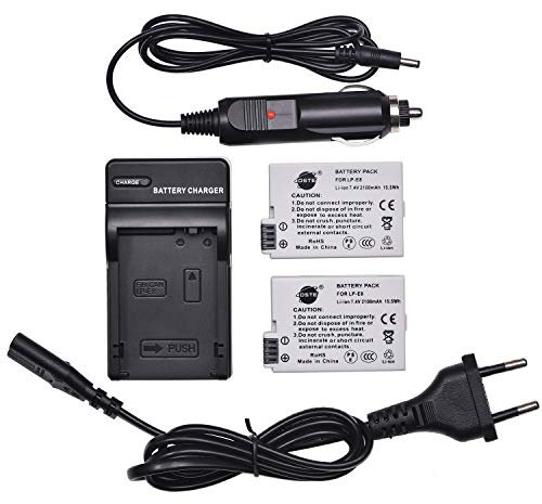 DSTE 2-Pack Batteries + DC99E Voyage Chargeur Compatible pour Canon LP-E8 EOS 550D 600D 650D 700D Kiss X4 X5 X6i X7i Rebel T2i T3i T4i T5i