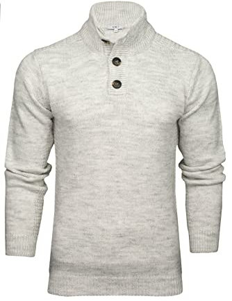 Xact Mens 3 Button Funnel Neck Jumper (Dover Marl) XL