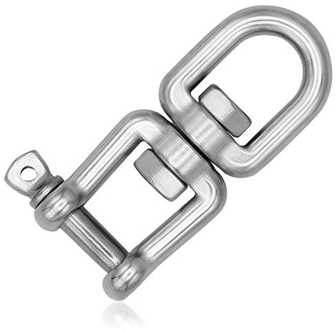 everlar® pivots en Acier Inoxydable I 8mm 250kg I Tourner Facile, sûr des fauteuils Suspendus, Sacs de Frappe, grilles pivotantes I Grande solidité et résistance aux intempéries I œil+Fourche