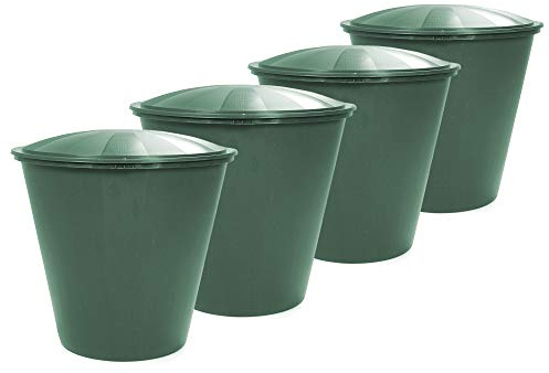 Ondis24 Wassertank Regentonne Regenfass Regentank Wassertank Gießwassertonne Fass Aqua Regentonne mit Deckel Ecotank grün (4 Stück)