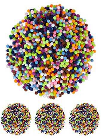 Relaxdays Pompons, kleine Bommeln zum Basteln, 2000er Mini Pom Set, Deko für Geburtstag & Hochzeit, D: 5 mm, bunt, Pack
