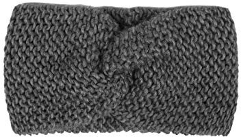 Zwillingsherz Stirnband mit Knoten - Hochwertiges Strick-Kopfband für Damen Frauen Mädchen - Wolle - Ohrenschutz - Haarband - warm weich und luftig für Frühjahr Herbst und Winter - dgrau