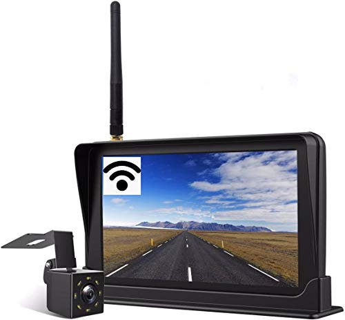 Yakola F4 Wireless Backup Kamera-Kit,Rückfahrkamera drahtlos, IP69 Wasserdicht LED Super Nummernschild Nachtsicht Rückseite Funk Backup Auto-Kamera,10,9cm LCD TFT kabellos Rückfahrkamera Monitor