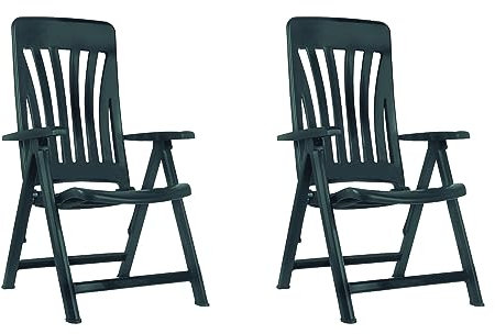 GARBAR BLANES Set 2 Silla con Brazos Multiposiciones Exterior | jardín, terraza, balcón, Playa, Piscina, Picnic, Camping, Catering | diseño, Ligero, Plegable, reclinable | Antracita