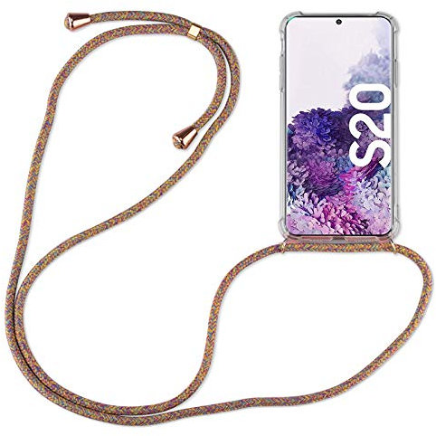Hülle Kompatibel mit Samsung Galaxy S20 | Handykette Smartphone Halskette Hülle mit Band | Handyhülle mit Kordel zum Umhängen Kompatibel für Galaxy S20 | Rainbow