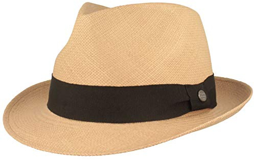 Breiter ORIGINAL Panama-Hut | Stroh-Hut | Sommer-Hut aus Ecuador – Schmaler Trilby - Handgeflochten, UV-Schutz, Bruchschutz