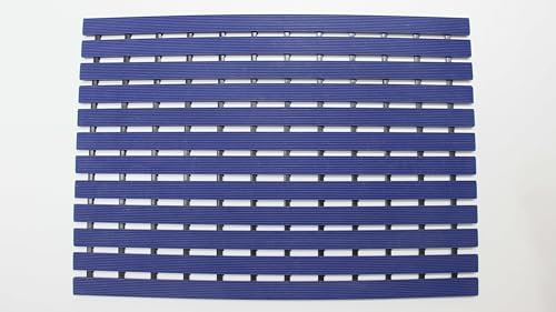 Nicoman Shower Drying Mat Non-Slip Bath Drainage Matt Slatted Duckboard Design| BLUE - (61x43cm / 24x17 inches)