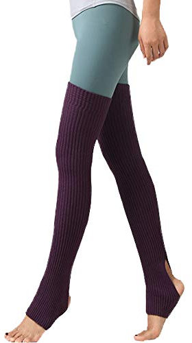 Nanxson Damen Beinwärmer Winter Gerippt Gestrickt Beinstulpen Strumpf für 80er Jahre Party Dance Sport Yoga TTW0072 (dunkel lila)