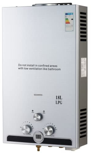 CO-Z Scaldabagno a Gas GPL 18L con Modalità Inverno ed Estate Caldaia a Gas GPL da 30.6 kW a Parete senza Serbatoio Scaldacqua Istantaneo Automatico con Anima in Rame e Display a LED (18L)