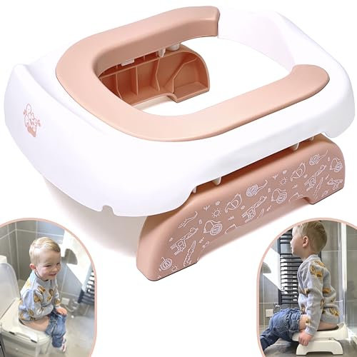 Pote Plus Reise-Töpfchen aus weichem PU-Polsterung für Kleinkinder Inklusive 5 Einweg-Töpfcheneinlagen Teil der preisgekrönten Pote Plus-Serie Tragbares Töpfchen für Kleinkinder (Pink Safari)