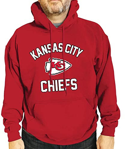 Team Fan Apparel NFL Gameday Kapuzen-Sweatshirt für Erwachsene, Poly-Fleece-Baumwoll-Mischgewebe, bleiben Sie warm und repräsentieren Sie Ihr Team mit Stil, Rot/Ausflug, einfarbig (Getaway Solids),
