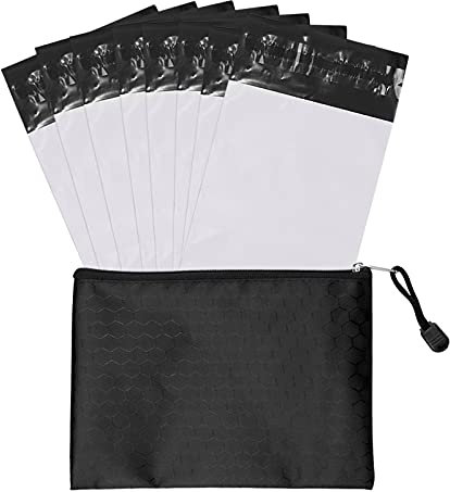 Feminine persönliche Entsorgungsbeutel, 12,7 x 20,3 cm, weiß, blickdicht, mit schwarzem Aufbewahrungsbeutel, diskrete Entsorgung für Tampons, Damenbinden, Damenbinden, 100 Stück