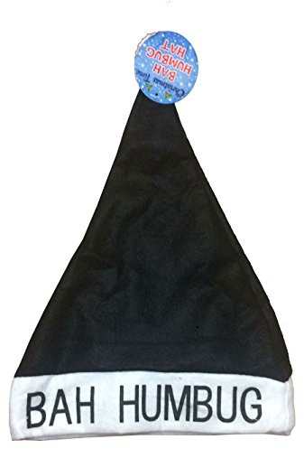 LABREEZE LTD Schwarzer Bah-Humbug-Hut mit Bommel, Weihnachtsmannmütze, Weihnachten, Scrooge, Büro, Party