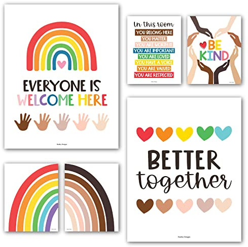 6 Regenbogen-Poster-Diversity-Poster für Klassenzimmer, Dekoration für Lehrer, Elementary – inklusive Klassenzimmer-Dekoration, Hochschule, Klassenzimmer, Poster, Diversität, Dekor für die Schule