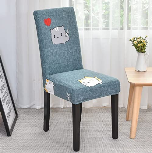 ZZDXL Stuhlhussen 4er Set Süße Katze Stuhlbezug für Esszimmerstühle,Stuhlhusse Stretch,Stuhlhussen Schwingstuhl Waschbar, Hussen für Stühle Mit Gummiband,Stuhlhusse Moderne