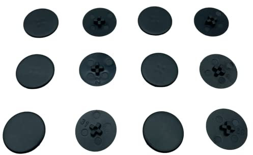 12 x Cover Caps for Cross Head Connector Cam Nuts - Wardrobes, Cupboards, Shelves etc. (Black)