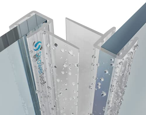 Shower Door Vertical Seals Set of Two 4-8mm Glass | Central fin 12mm or 16mm | 2 x 2 m Long Model B7C (4-6mm Glass | 12mm fin)