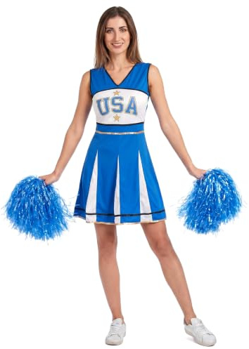 DEGUISE TOI Kostüm Cheerleader USA blau Damen - Rot