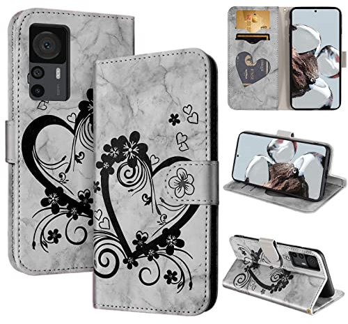 CASAFUNY Handyhülle für Xiaomi 12T/Xiaomi 12T Pro Hülle Tasche PU Leder Flip Case Brieftasche Kartenfach Klapphülle Handytasche Case Schutzhülle für Xiaomi Mi 12T / 12T Pro 5G, Schwarz