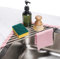 Tomorotec Dreieckiges aufrollbares Abtropfgestell für Spüle, Ecke, klein, faltbar, Edelstahl über der Spüle, Mehrzweck-Küchenabtropfgestell, Caddy, Aufbewahrung, platzsparendes Regal (Rosa)