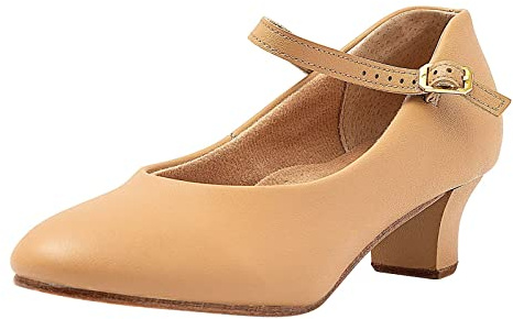 ARCLIBER Brown Character Shoes for Women Ankle Strap 1.55 Dance Heels for Ballroom Salsa Tango-10.5