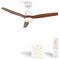 CREATE / WINDSTYLANCE DC/Ventilador de techo blanco aspas madera oscura con controlador y mando / 40W, Silencioso, Ø132 cm, 6 velocidades, temporizador, verano-invierno, doble altura, motor DC