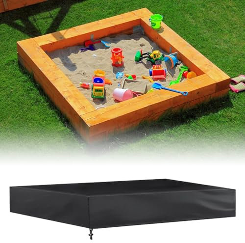Sandkastenabdeckung 150x150cm Wasserdicht mit Aufbewahrungstasche, Oxford-Stoff Schwarz Sandkasten Abdeckung, Abdeckplane Sandkasten, für Sandkasten, Pool, Terrase, Garten