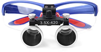 3,5 x 420 MM Winkel Einstellbare Binokularlupe Lupe Lupe Gläser Lab Vergrößerung Lupen mit schwarzem Tuch Fall (Blau)