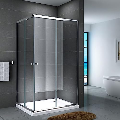 Yellowshop - SMART Box doccia 2 lati vetro temperato trasparente 6 mm apertura scorrevole h 190 cm quadrato o rettangolare (90x120 cm)