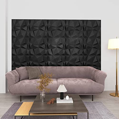 GuyAna Decorative 3D Wall Panels in Diamond Design,for Home and Office Decor,3D Wall Panels 48 pcs 50x50 cm Diamond Black 12 m²