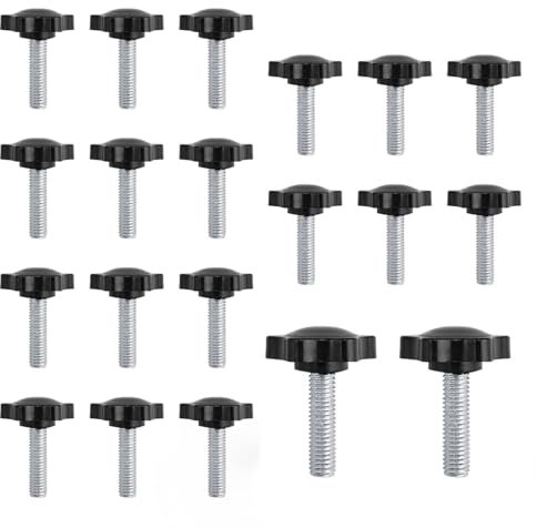 DIYCUT 20 Pièces Vis Poignée Étoilée m8, Écrou de Serrage M8, Bouton de Serrage à Filetage Moleté, Facile à Remplacer et à Utiliser, pour Dans les Machines et les Appareils Électroménagers (Noir)