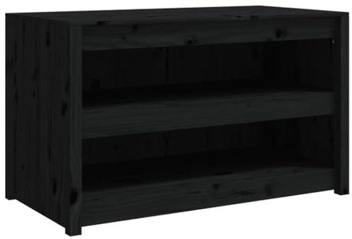 vidaXL Outdoor Küchenschrank, Gartenschrank mit viel Stauraum, Küchenzeile Unterschrank mit modularem Design, Außenküche Schrank Terrassenschrank, Schwarz Massivholz Kiefer