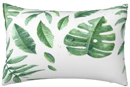Kissenbezug 50x70cm 2er Set Wetterfest Outdoor Kissen Grün Kissenbezüge, Rechteckig Couch Kissen Tropische Pflanzen Gartendeko Kissenhülle Herbst Outdoorkissen DekoKissen für Patio Balkon Deko,L90