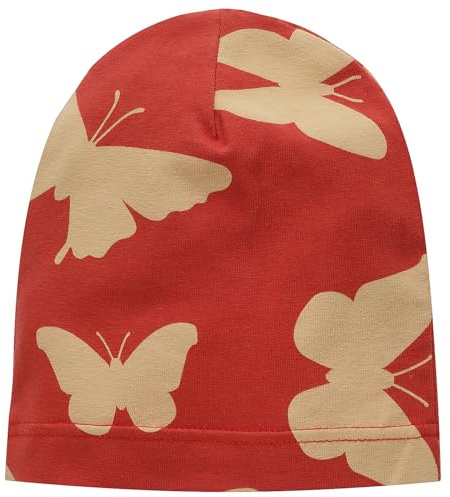 Pinokio dünne Beanie Mütze Imagine, rot Schmetterlingmuster Mädchen, Gr 47-53(47)