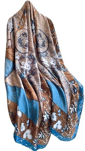 WEIGEER Foulard en soie femmes châle Écharpe en soie Silk Scarf Women Chiffon Shawl White Neckerchief Head Wrap Thin Scarf Beach Hijab Belt Vintage Bridal Shawl Binder (Vase Bleu)