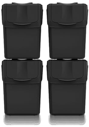 Lot de 4 poubelles KEDEN SORTIBOX 100% plastique recyclé, noir, 80L