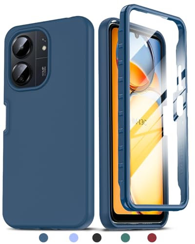 LeYi Handyhülle für Xiaomi Redmi 13 C Hülle mit Doppelseitige, Rundumschutz Schutzhülle mit Eingebautem Displayschutz, Kratzfeste Silicone TPU Bumper Outdoor Doppel 13C 4G/5G Case Cover Blau