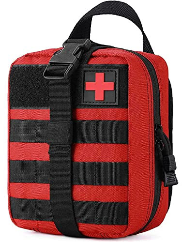 TANSOLE ifak molle erste Hilfe Tasche leer Taktische gürteltasche EDC Tactical kleine Pouch für Outdoor Survival, Camping, militär einsatztasche Reise verbandstasche Bag (Rot)