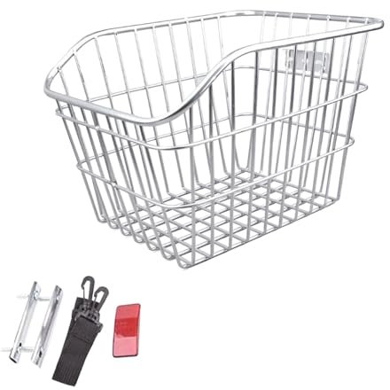 Dickly Fahrradkorb hinten für Gepäckträger, multifunktionaler Fahrradkorb abnehmbar für hinteres Vorderrad, Fahrradträger, silberfarben, Fahrradträger Gepäckträger für Outdoor Camping, Stil a