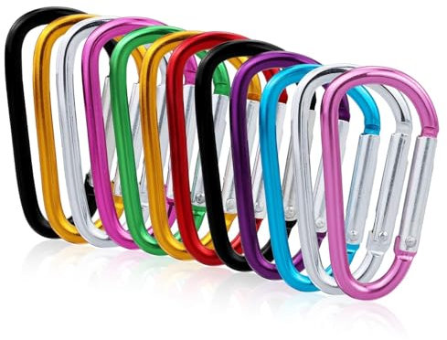 13 moschettoni a clip con anello a D, moschettoni a molla in lega di alluminio, piccoli moschettoni per campeggio, escursionismo, viaggi, pesca, zaino (multicolore)