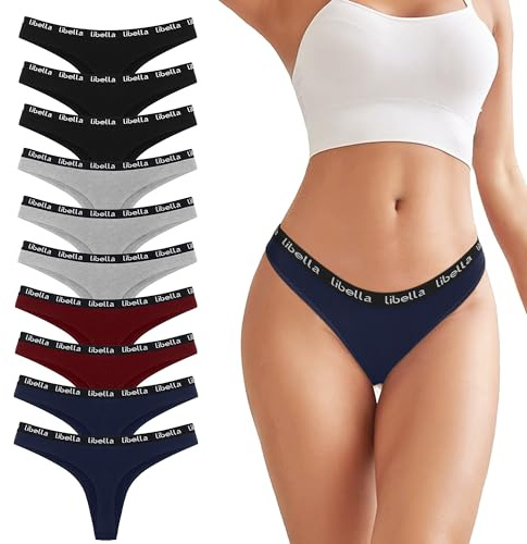 Uizuooy 10er Pack String Tanga Damen Baumwolle Sexy Unterwäsche für Frau Sexy Slip for Women Sportbund Thongs Soft Dessous Thong Mehrpack