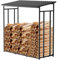 ISOISL Kaminholzregal Aussen 185 x 70 x 185 cm Holzaufbewahrung 2,3 m³ Kaminholzlager Stapelhilfe Aussen Metall Brennholzregal Garten Kaminholzlager Anthrazit