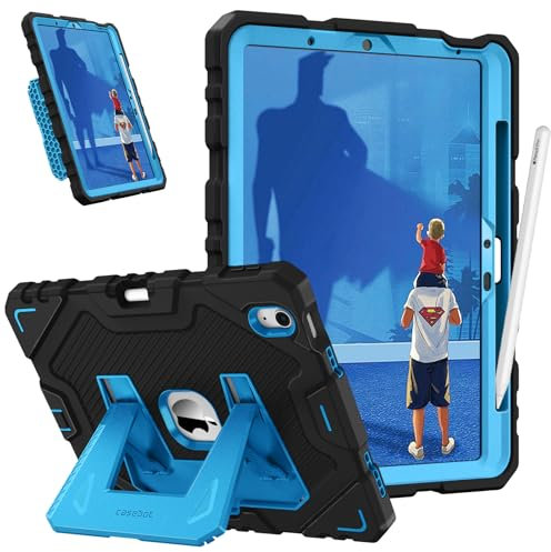 Fintie Funda para iPad Air de 11 Pulgadas M3 (2025) / M2 (2024), iPad Air de 5ª (2022) / 4ª generación (2020) de 10.10 Pulgadas,Resistente a Prueba de Golpes con Soporte para niños,Negro + Azul