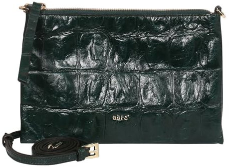 Abro Leather Maxi Cocco All Day Crossbody Bag Pixie Green